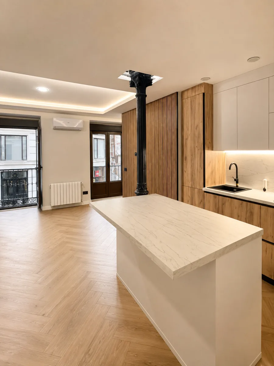 Cocina con isla de Silestone